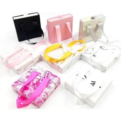 Ribbon Lash Boxes Wholesale Eyelash Packaging Newest 3-100 pcs Empty Lash Case with Clear Tray 25mm Mink Lash Boxes Packaging