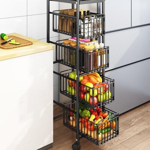 Drawer Type Kitchen Shelf Multilayer Multifunctional Shelf Can Pull Crack Storage Rack Storage Basket Vegetable Storage
