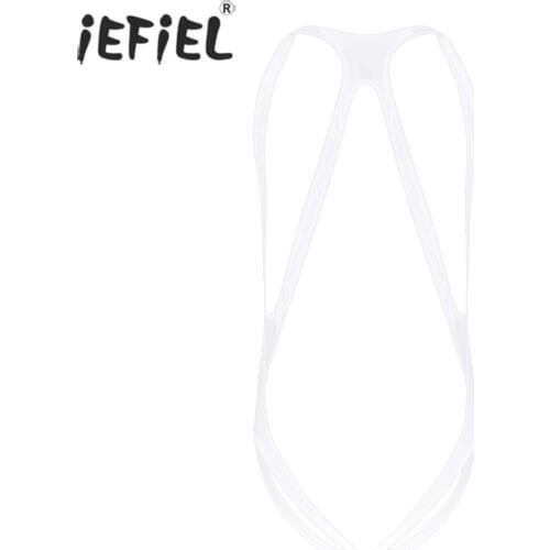 Mens Sissy Open Butt Lingerie Catsuit Body Chest Harness Teddies Elastic Bondage vcJockstraps Pouch Underwear Leotard Bodysuit