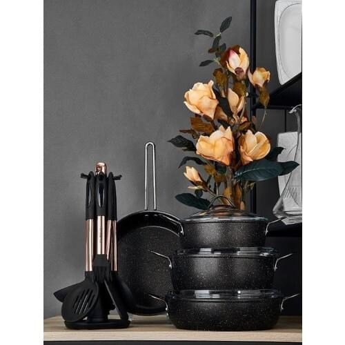 Eat pots Set rice noodle casserole cookware Set ultra luxury quality cookware Dark 7 Piece Granite Set