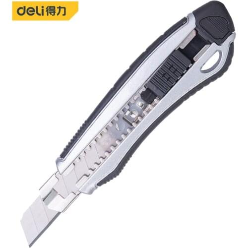 Deli Aluminum alloy plastic coated 6-hair art knife Folding Utility Set Alloy Steel SK5 Knife For Cutting Box Paper Quick-Change