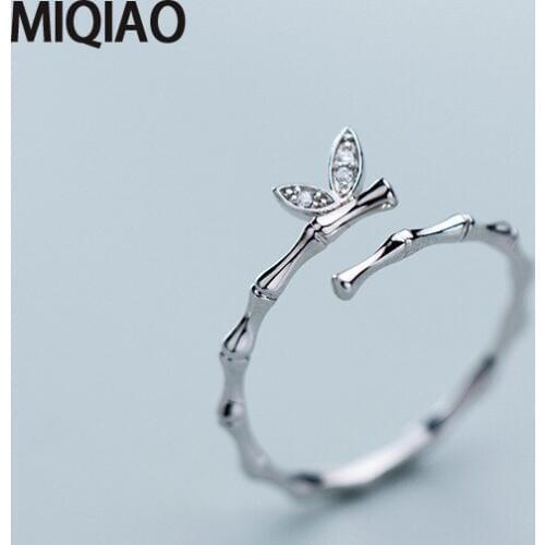 MIQIAO 2020 Trends Unusual Rings Set For Women Sterling Silver 925 Adjustable Opening Female Zircon Butterfly Wing Engagement