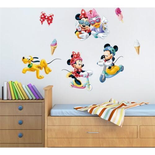 Cartoon Disney Mickey Minnie Mouse Sweet Tube Wall StickersFor Kids Room Party Home Decor Wall Decals PVC Mural Art DIY Poster