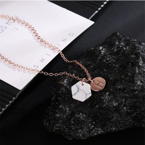 WWLB Creative Initial Necklace Gold Letter Pendants Necklaces For Women Geometric Marble Choker Necklace Fashion Jewelry
