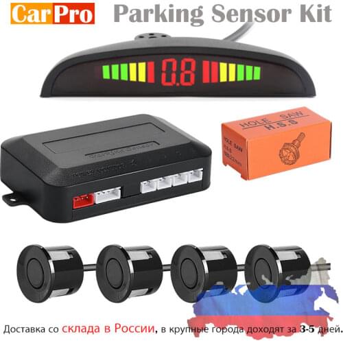 CarPro Universal Car LED Parking Sensor with 4 Radar Accurate Digital Display of Obstacle Distance Alarm Parktronic Kit