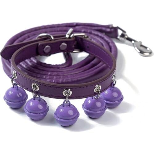 Easy to Use Soft Cute Pet Dog Traction Rope Collar Kit with Bells for Outdoor