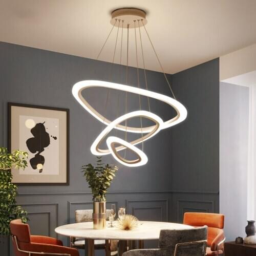 LED Chandelier Modern For Living Room Dining Home Loft Triangle Circle Hanging Lights In The Hall Kitchen Bedroom Pendant Lamps