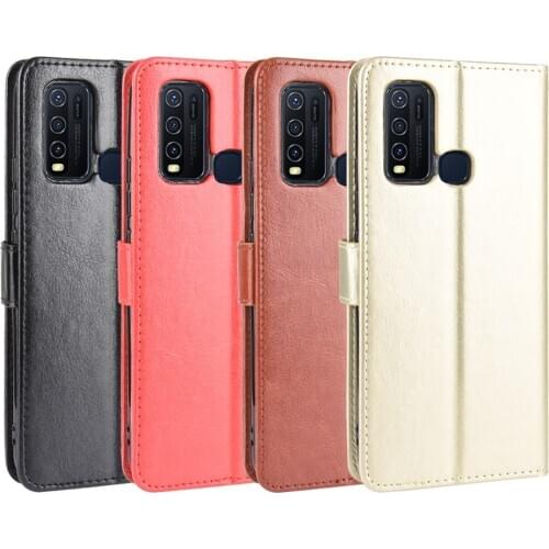 Vivo Y50 Case vivo Y30 Retro Wallet Flip Style Glossy Skin PU Leather Back Cover For Vivo Y50/Y30 Y 50 Y 30 1935 Phone Bag Cases