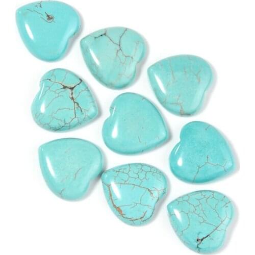 Xinyao 16mm 18mm 25mm 40mm Love Heart Natural Blue Turquoise Cabochon for DIY Jewelry Making