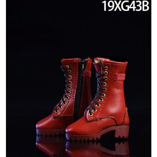 VSTOYS 19XG43 1/6 Scale Female leather boots zipper mid boots shoes female soldier doll hollow boots For 12'' Action Figure Body
