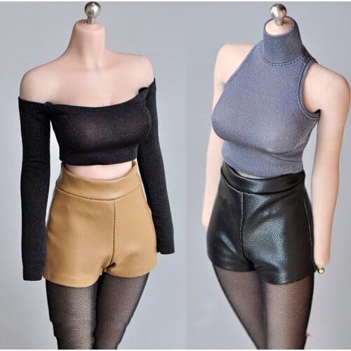 In Stock 1/6 Female Leather Shorts Soldier Clothes Accessories High Waist Elasticity Short Pants For 12'' Figure Body Doll