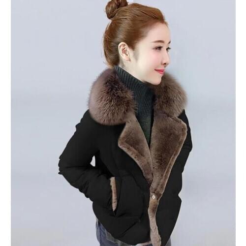 Winter Women Artificial Fur Collar Short Thick Coat Loose Fashion Light Down Padded Jacket Female 2020 New Style Loose Overcoat