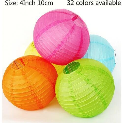 1pc 4 Inch 10cm Decorative Paper Lanterns Wedding Kids Birthday Decor Babyshower Supplies DIY Hanging Lantern Ball Party Decor
