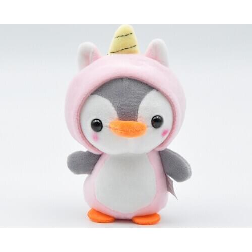 10cm Penguin Transm Unicorn Bee Frog Dinosaur Soft Stuffed Appease Girls Soft Key Chain Ring Plush Keychains Doll Toy
