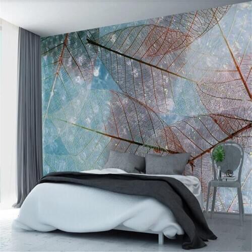 Milofi custom 3D printing wallpaper mural Nordic style plant leaf texture home decoration background wall decorative painting