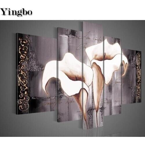 Wholesale Home Decoracion Diamond Painting Flower series Cross Stitch Kits DIY 5D Rhinestones Embroidery Diamond Mosaic 5 PCS