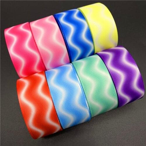 5yards/Lot 1'' (25mm) Printed Grosgrain Ribbon Ripple Ribbon For Handmade Hair Bow Party Christmas Wedding Decoration