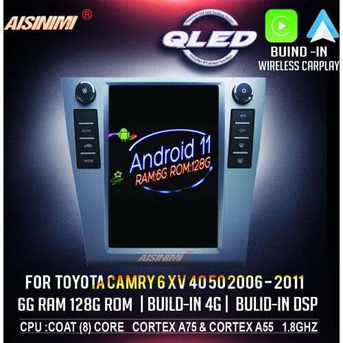 AISINIMI Android 11 Car Dvd Navi Player For Toyota Camry 6 XV 40 50 2006 Car audio for Tesla Style gps Multimedia Stereo Monitor