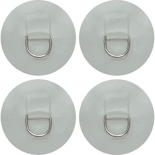 AUXPhome 4 X Stainless Steel D-Ring Pad/Patch for PVC Inflatable Boat Raft Dinghy Kayak - No Glue - Light Grey