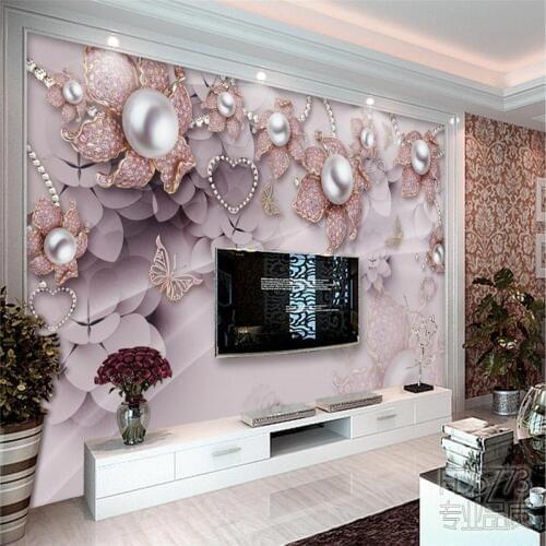 Beibehang Custom photo wallpaper 3D mural exquisite luxury jewelry flowers installed TV backdrop papel de parede wall paper