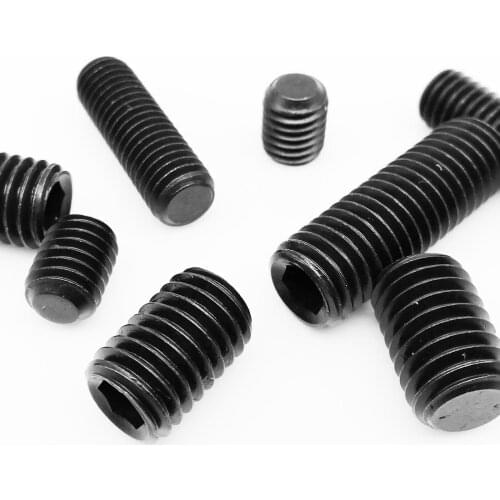 1/10pcs M8 M10 M12 M16 DIN913 GB77 Black Grade 12.9 Steel Hex Hexagon Socket Flat Point Set Screw End Grub Headless Bolt