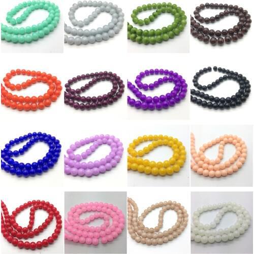Wholesale 4mm 6mm 8mm 10mm Jade Color Glass Round Pearl Loose Beads DIY Jewelry Making 40 Colors Pick