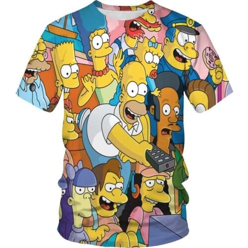 Summer top fashion handsome breathable short-sleeved 3d printing cartoon pattern comfortable T-shirt Harajuku round neck T-shirt