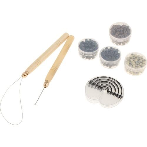Hair Extension Tools Silicone Micro Beads Loop Hook Heat Shield Protectors Hair Extension Hook Loop Hair Extension Set