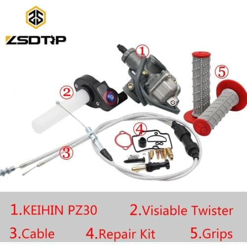 ZSDTRP Tuning Tuned Power Jet KEIHIN PZ26 PZ27 PZ30 Carburetor+Visiable Twister+Cable+Grips Case for Honda KTM Yamaha TTR250