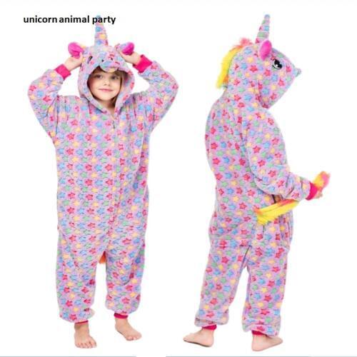 Kigurumi Onesies Cosplay child animal Cartoon Five-pointed star purple unicorn Pajamas Costumes Sleepwear hoodie costume