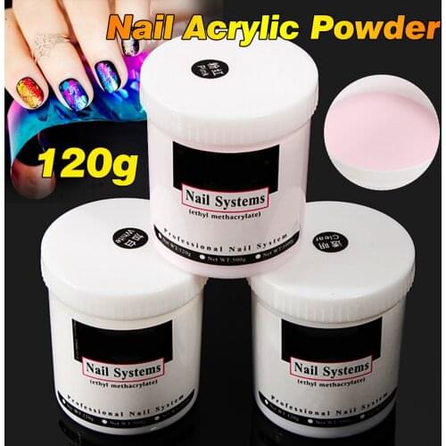 120ml Nail Art Crystal Powder Clear Pink White Color Acrylic Dip Powder Dust 3D Carving Polymer Extension Manicure Decor Tips