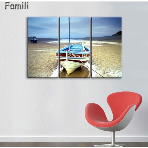 3pcs sea sailboat Modular pictures Modern Home Decoration Living Room or Bedroom Canvas Printing Photos Art Picture(Unframed)