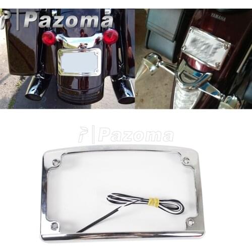 Motorcycle 7-3/16" x 4-1/4" License Plate Curved LED License Plate Brackets For Harley Touring Road King Road Glide Custom