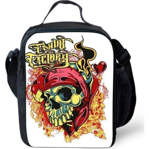 Non-mainstream Skull Lunch Bag for Women Men insulated Adult Lunchbag Casual Student Kids Lunchbox Bolsa Termica Picnic Food Bag