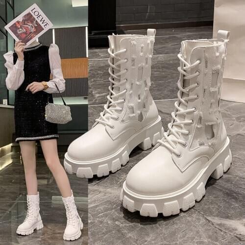 2020 New Spring and Autumn versatile platform motorcycle boots fashion Martin boots women retro skinny boots X552
