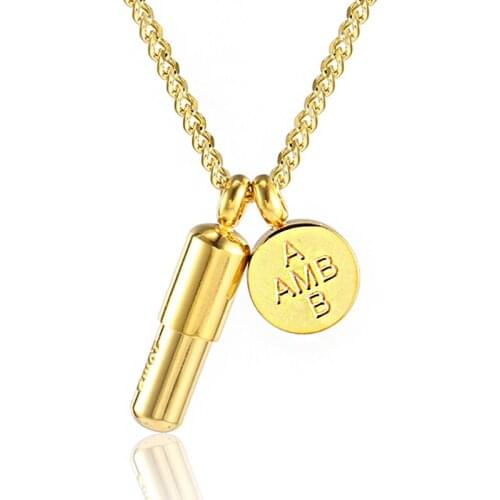 Necklace for women Round pill perfume bottle pendant stainless steel hip hop necklace chain on the neck Double pendant necklace