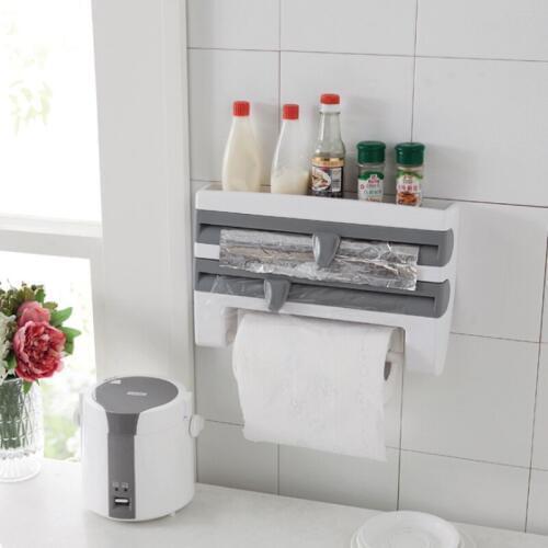 Plastic Refrigerator Cling Film Cutting Storage Rack Wrap Cutter Tin Foil Paper Towel Holder Kitchen Shelf Plastic Organizer