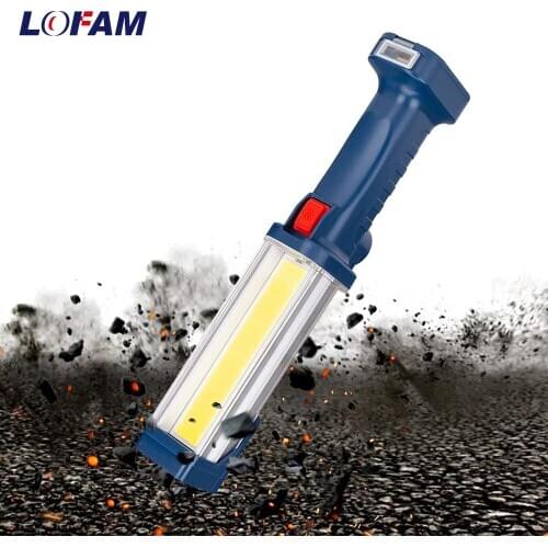 LOFAM Portable Rechargeable COB Work Light Handheld Super Bright Magnetic Base & Hanging Hook Spotlight for Car Repair Hiking