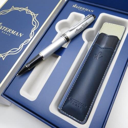 Waterman Expert 3 Silver Roller Pen + Leather Sheath Gift Set | İsme Special Pen | Gift Pen