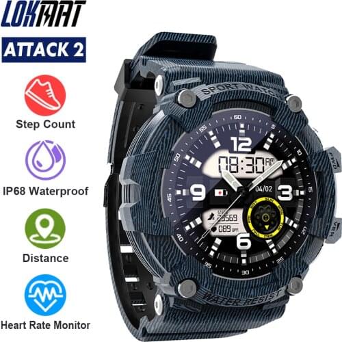 LOKMAT ATTACK 2 Smart Watch 1.28” TFT Screen IP68 Waterproof Fitness Tracker Sleep Heart Rate Blood Pressure Monitor Smartwatch