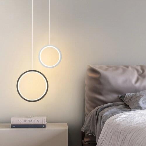 Modern Circle Ring pendant lights Simple creative personality bedroom bedside LED pendant lights long line hanging lamp Fixtures