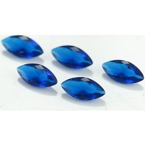 100pcs 1.5x3~8x16mm Marquise Shape Loose Stone Dark BLue Color Glass Synthetic Gems For Jewelry DIY Stone