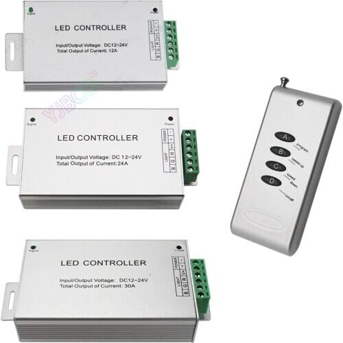 Wholesale DC12~24V Led controller 12A 24A 30A 4 key RGB controller RF Wireless Control Switch Free Shipping