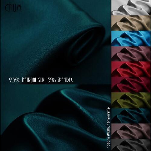 CNUM SP10816-2 Silk Stretch Fabric/ Pure Color,46-90/ Elastic/ W:1.18yd T:16m/m /Unit:Meter
