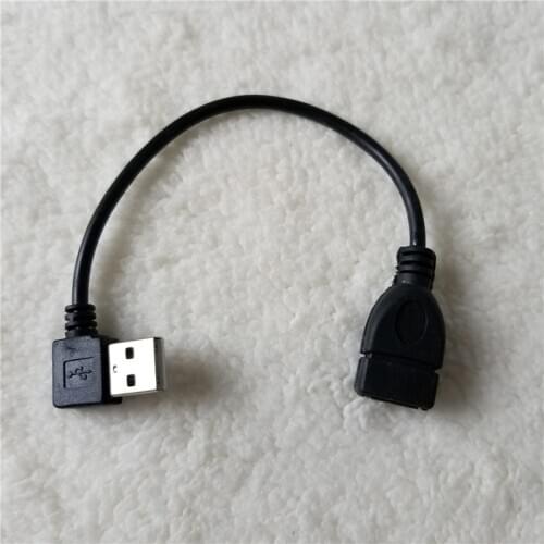 10pcs/lot left Angle Direction 90 Degree USB 2.0 A Male to Female M/F extension Data Sync Power Charge Cable Cord 20cm