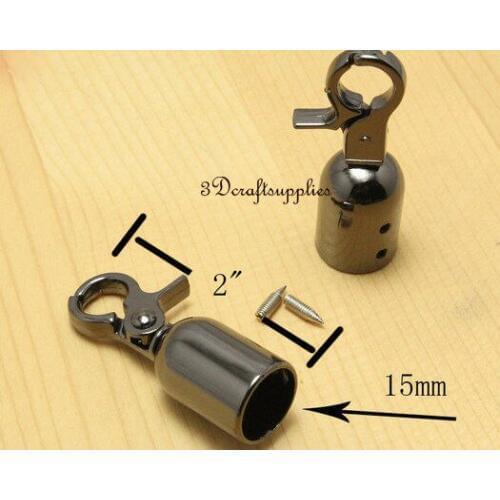 Rope Barrier end stopper Cord end caps with hook 1.5 cm gunmetal 6 pieces E23