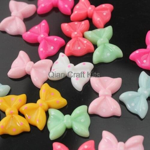 100pcs Small Polka Dots Bow resin Cabochon 22mm mixed colors kawaii decoden