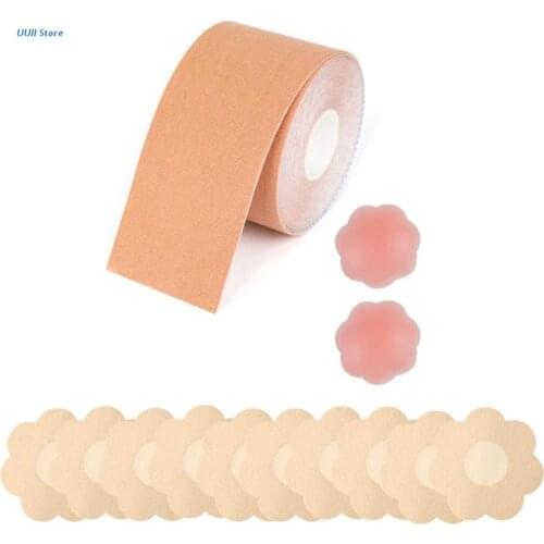 13Pcs Women Self Adhesive Flower Shape Nipple Cover with Breast Lift Boobs Tape Push Up Pasties Sticky Invisible Strapless Chest