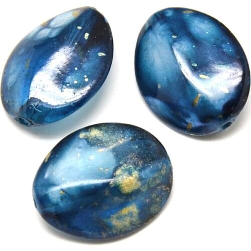 20 Pcs Opaque Spray Painted Center Drilled Marine Blue Acrylic Loose Beads Spacer Crafts For DIY Jewelry Making 23x18x8mm