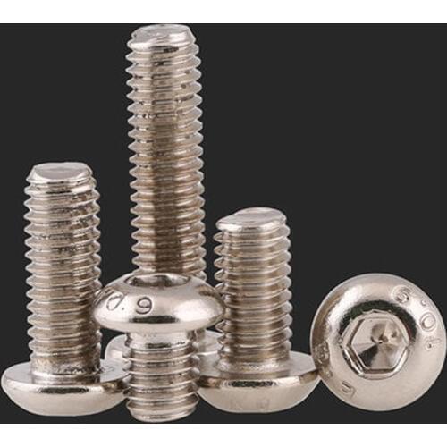 25pcs M2 10.9 grade high strength nickel plating Semicircular head socket heads cap screws Round cup bolt 3mm-20mm Length